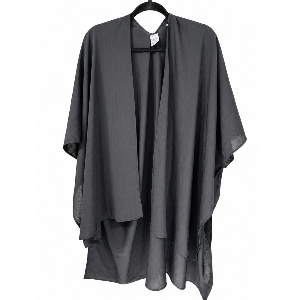 Black Sheer Kimono Swim Cover Up One Size Resort Coastal Boho Vacation Swim Robe